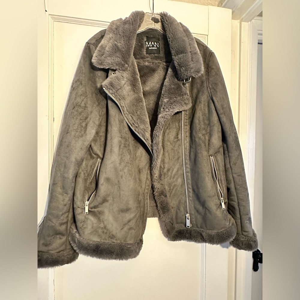 Faux Fur Lined Gray Jacket